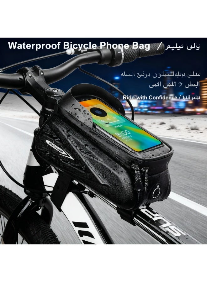 general Waterproof Bike Phone Bag - Front Frame Sensitive Touch Screen, Top Tube Handlebar EVA Cycling Storage - Fits Under 7.2 Inch, 1.5 Liter Volume - Image 1